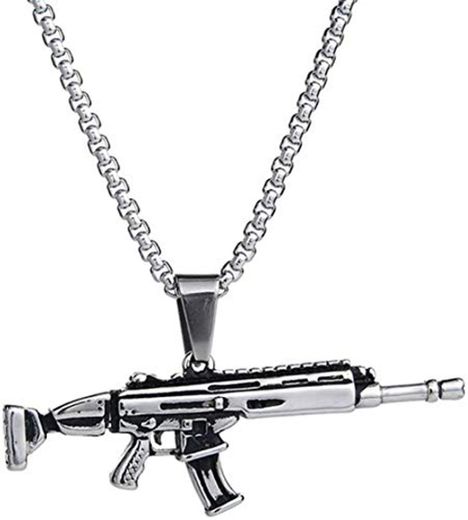 MNMXW Hombres joyería Ak47 Pistola Collar Masculino Colgante con Cadena de Acero Inoxidable de Color Dorado Collar Militar joyería Joias Hippie
