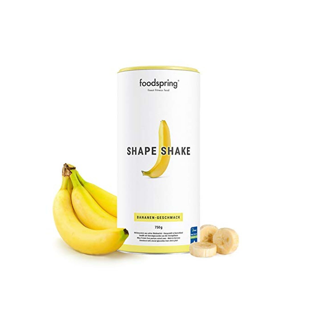 Product foodspring Shape Shake, Sabor Plátano, 750g, Batido saciante, 100% proteína de suero