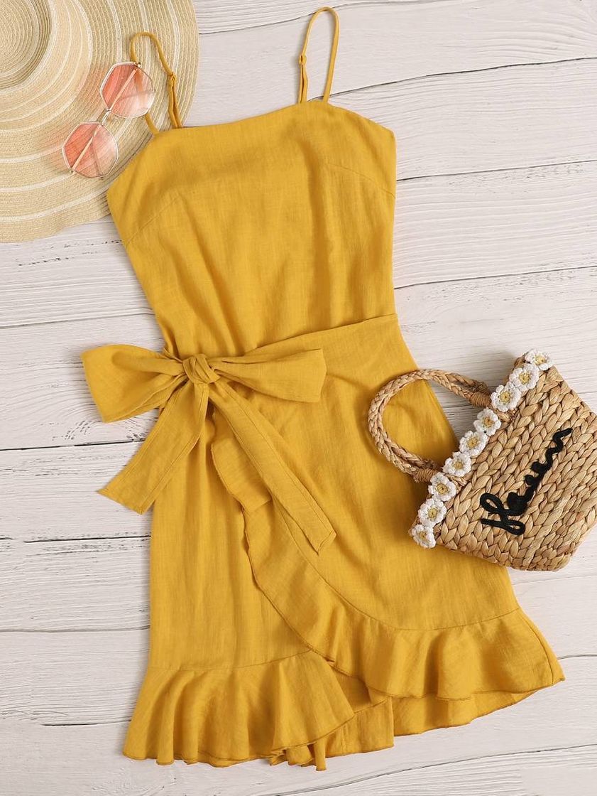Vestido amarillo fruncido 
