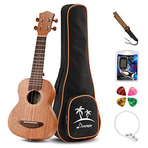 Electrónica Donner DUC-1 Ukelele Soprano Caoba Ukulele 21 Pulgada Incluido Bolso Correa Acorde