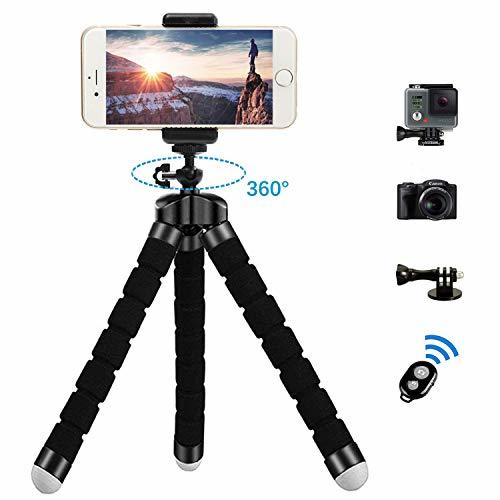 Social Zommuei - Mini Trípode, Móvil Flexible con Bluetooth Control Remoto y Adaptador