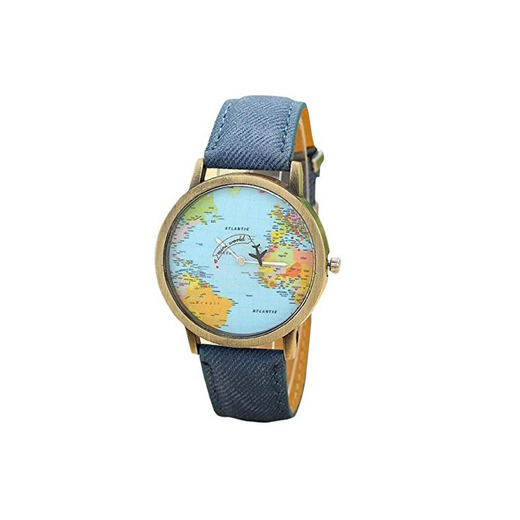KanLin Mujer Reloj de Casual, banda de tela de denim, Global Fly