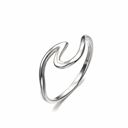 Moda Leoboone Wave Aleación Anillos de Plata Anillos de Boda del Anillo del