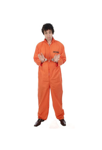 Orange Prison Overall Prisoner Convict Jail Fancy Dress