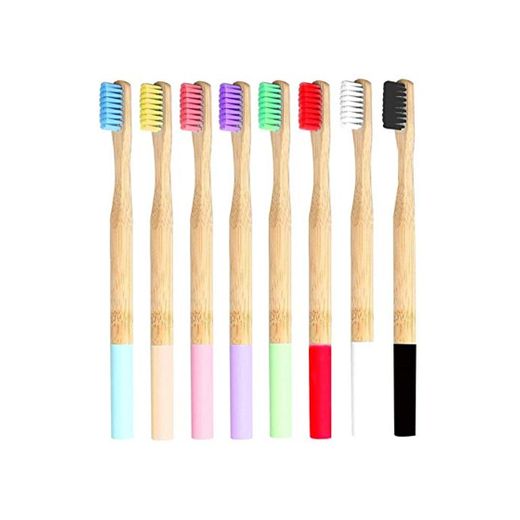Paquete de 8 cepillos de dientes de bambú orgánicos