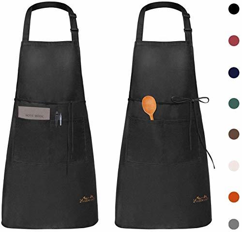 Social Viedouce 2 Piezas Delantales Impermeables Ajustables del Cocinero con Bolsillo Cocina Delantale