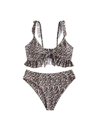 ZAFUL • Tankini Plissado Leopardo Amarrado