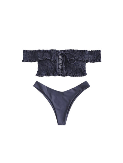 ZAFUL • Conjunto de Bikini de Emagrecimento Laço-up Shirred 