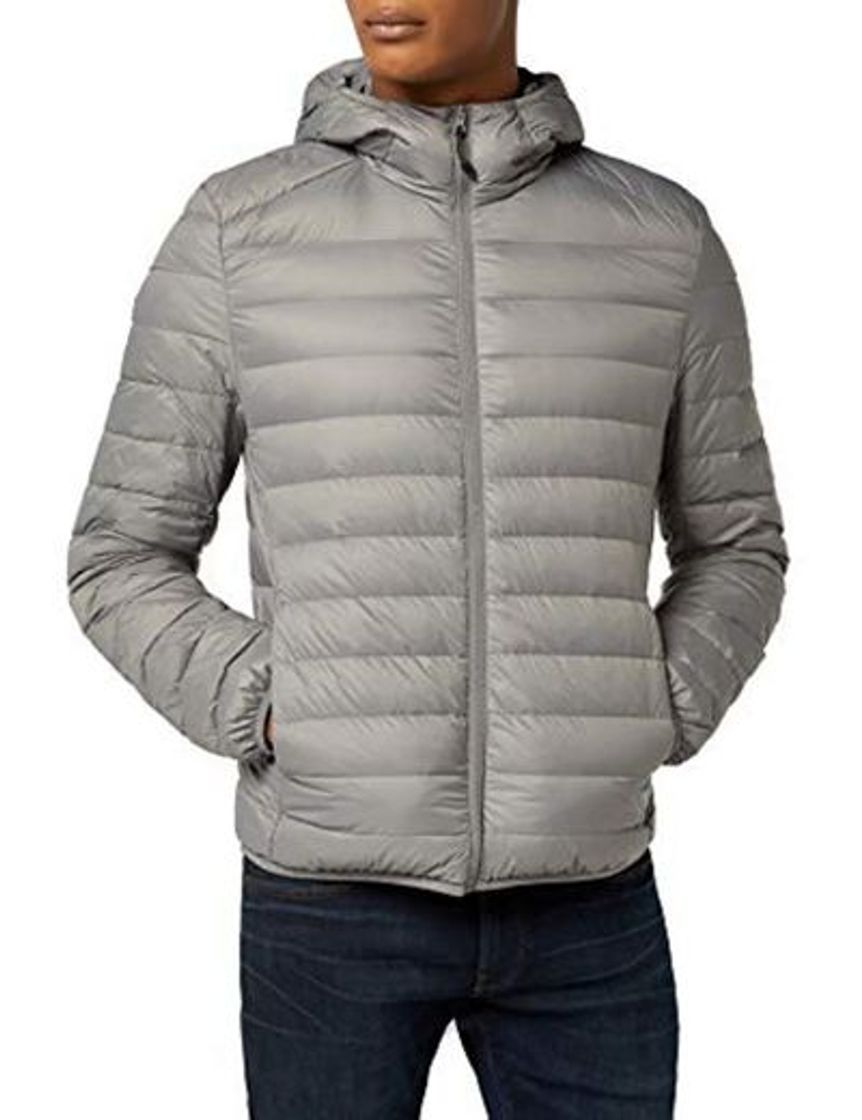 Fashion Urban Classics Basic Hooded Down Jacket Chaqueta, Gris