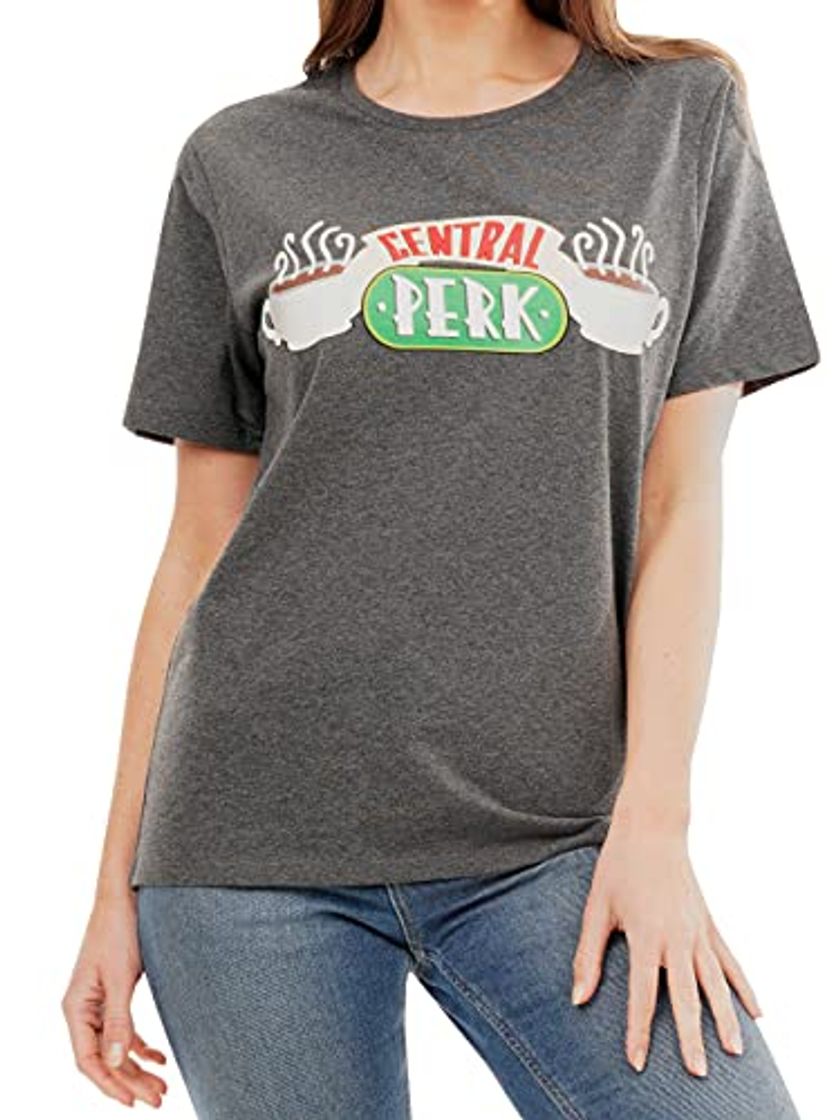 Moda Friends Camiseta para Mujer Central Perk Gris Small