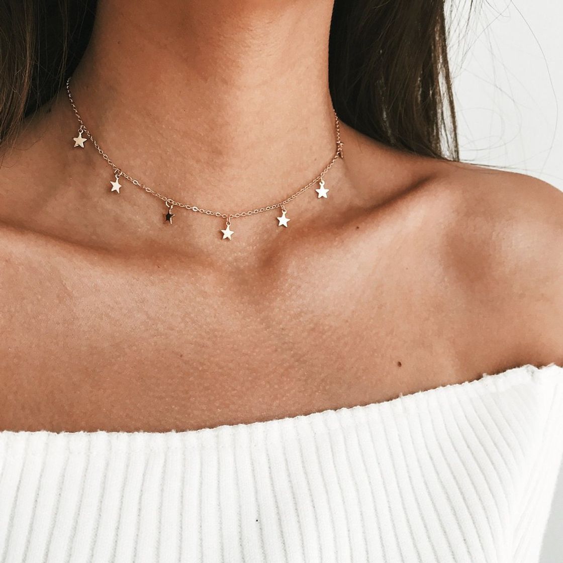 Social Zoestar Collar con colgante de luna dorada con diseño de estrellas bohemias para mujeres y niñas