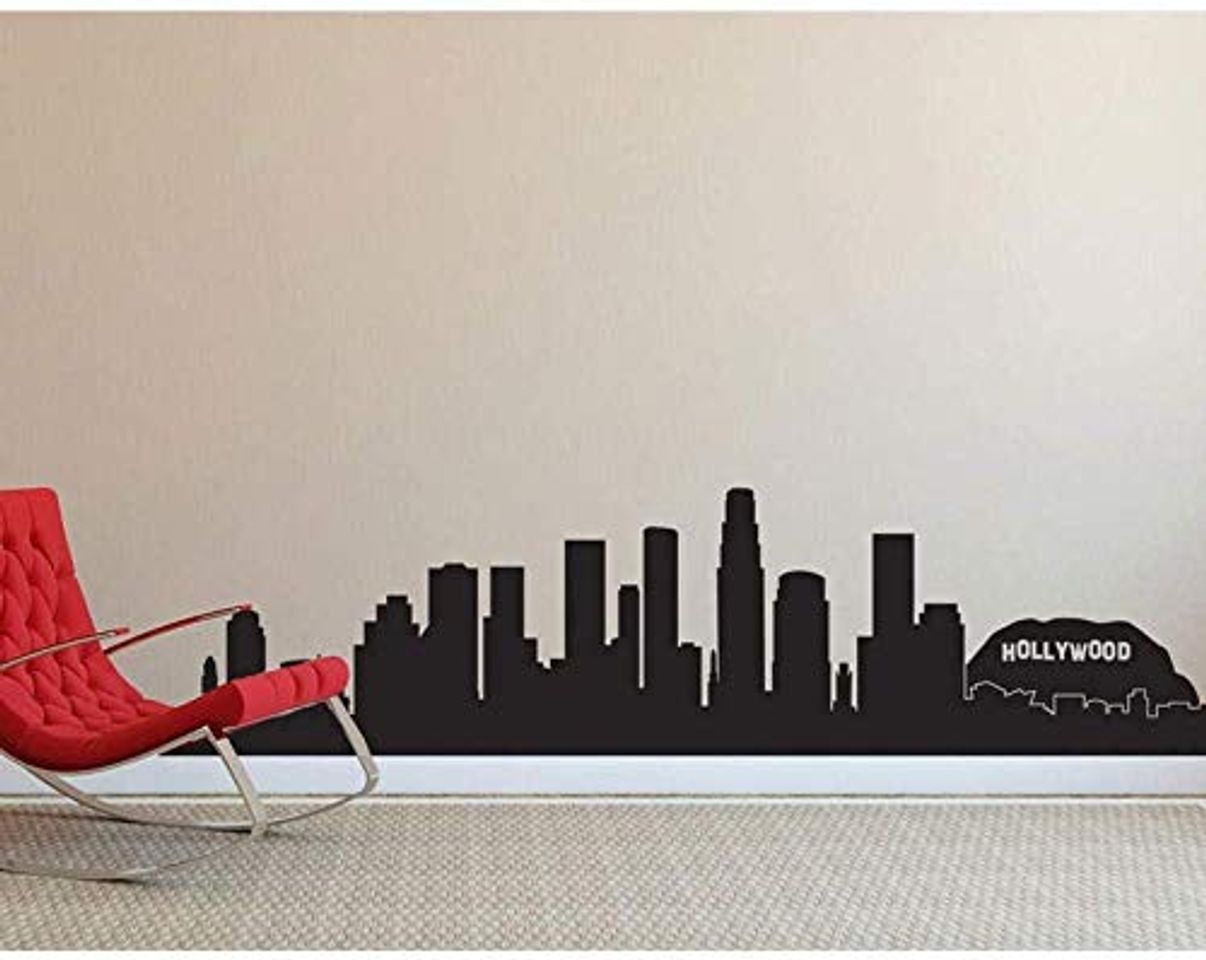 Producto Etiqueta de la pared Los Ángeles Hollywood City Skyline Etiqueta de la pared Etiqueta de vinilo extraíble Decoración del hogar Sala de estar Dormitorio Arte Etiqueta de la pared 84X21Cm