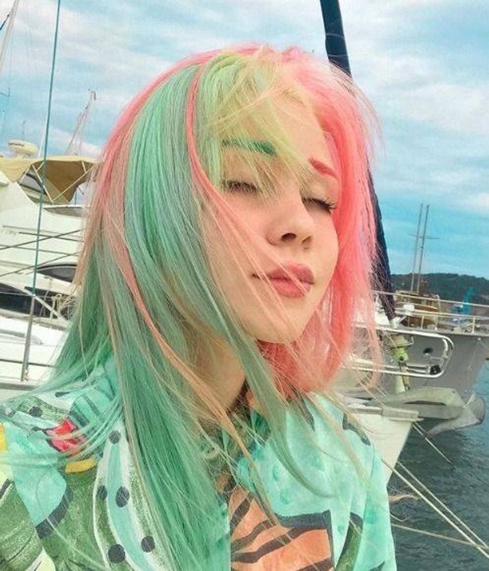 Moda Cabelo verde e rosa