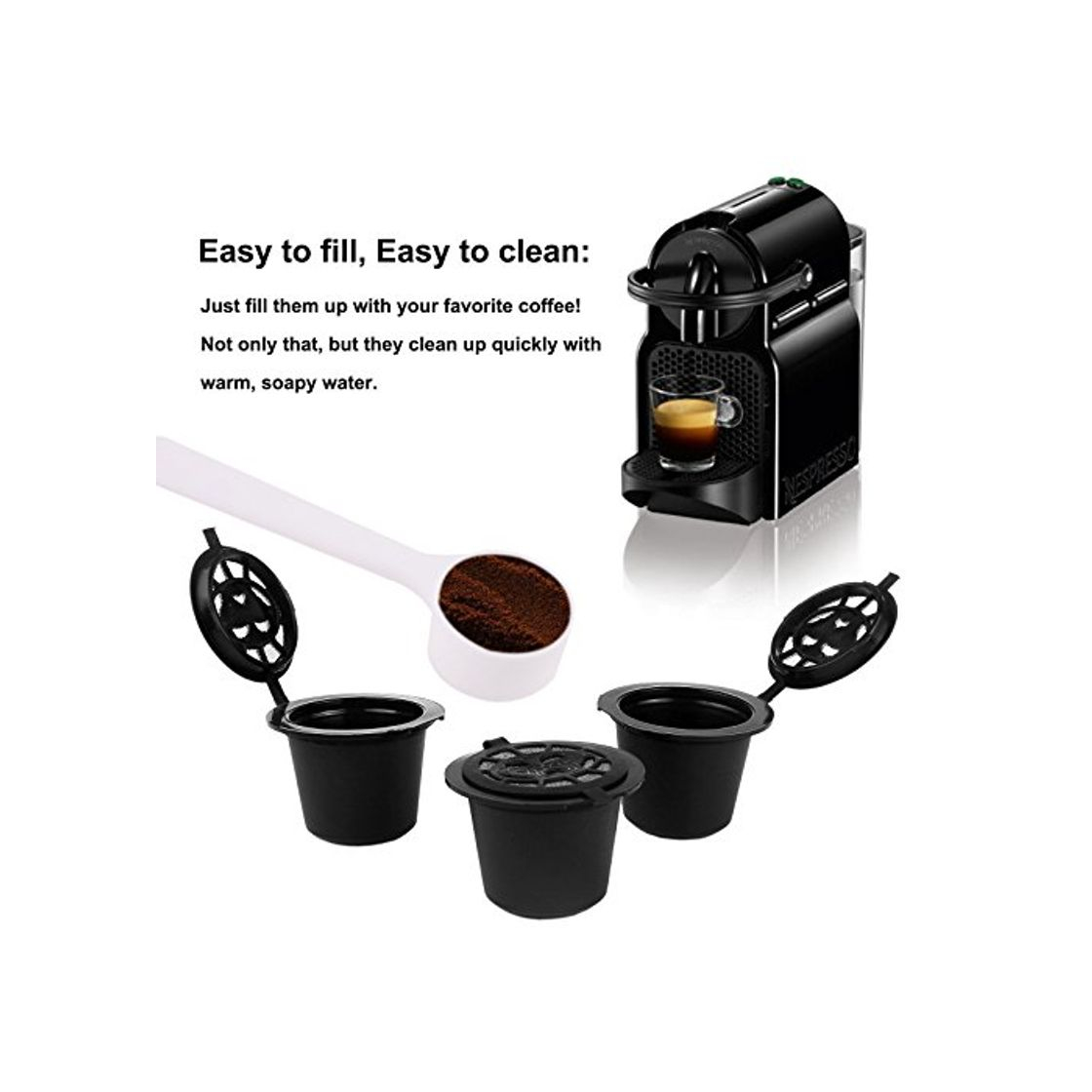 Elemento de la categoría hogar 3 CAPSULAS RECARGABLES RELLENABLES REUTILIZABLES PARA CAFETERAS NESPRESSO