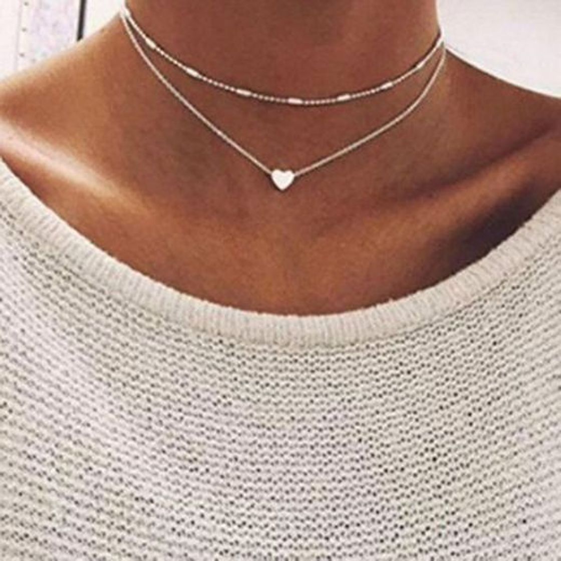 Fashion FEITONG Collar de múltiples capas del corazón del amor de las mujeres Joyas de cadena 