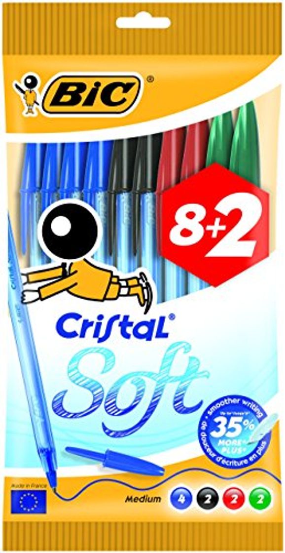 Social BIC Cristal Soft bolígrafos punta media (1,2 mm) - colores Surtidos, Blíster