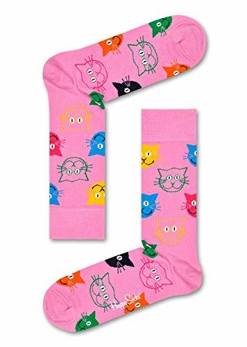 Fashion Happy Socks Calcetines, multicolor clásicos de algodón para hombres y mujeres, Pink