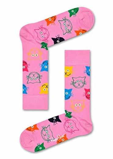Happy Socks Calcetines, multicolor clásicos de algodón para hombres y mujeres, Pink