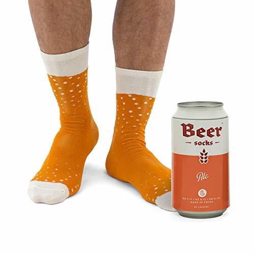 Producto Luckies of London Calcetines divertidos para hombres, en lata de cerveza, Naranja,