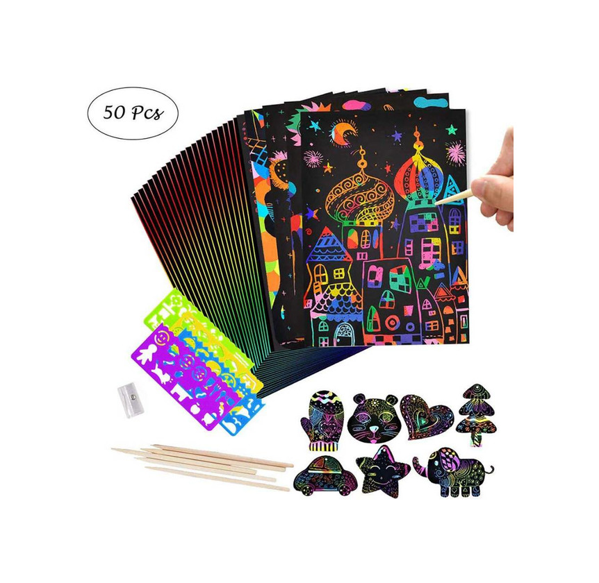 Product Papel negro rascado arcoiris