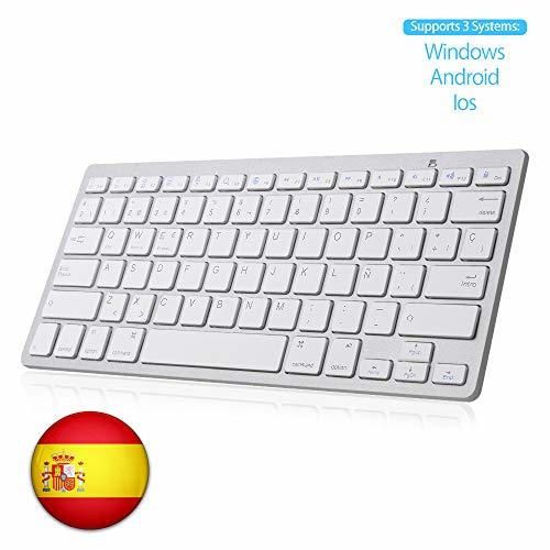 SENGBIRCH Teclado Bluetooth Español, Light Teclado Inalámbrico Portátil para iPhone de iOS,