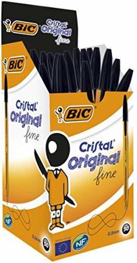 BIC Cristal Original Fine - Caja de 50 unidades, bolígrafos punta fina