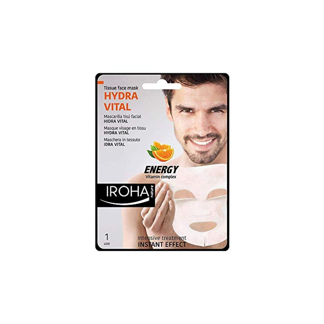 Products Iroha Nature - Mascarilla Facial para Hombre Tisú Hydra Vital, con vitamina