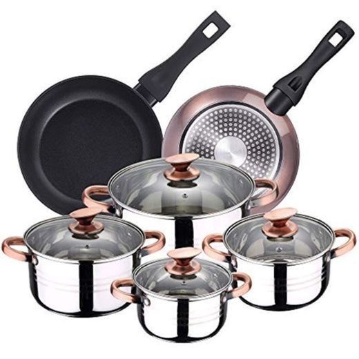 Bergner PK1924 batería de Cocina 4 cacerolas con Tapas de Vidrio, más