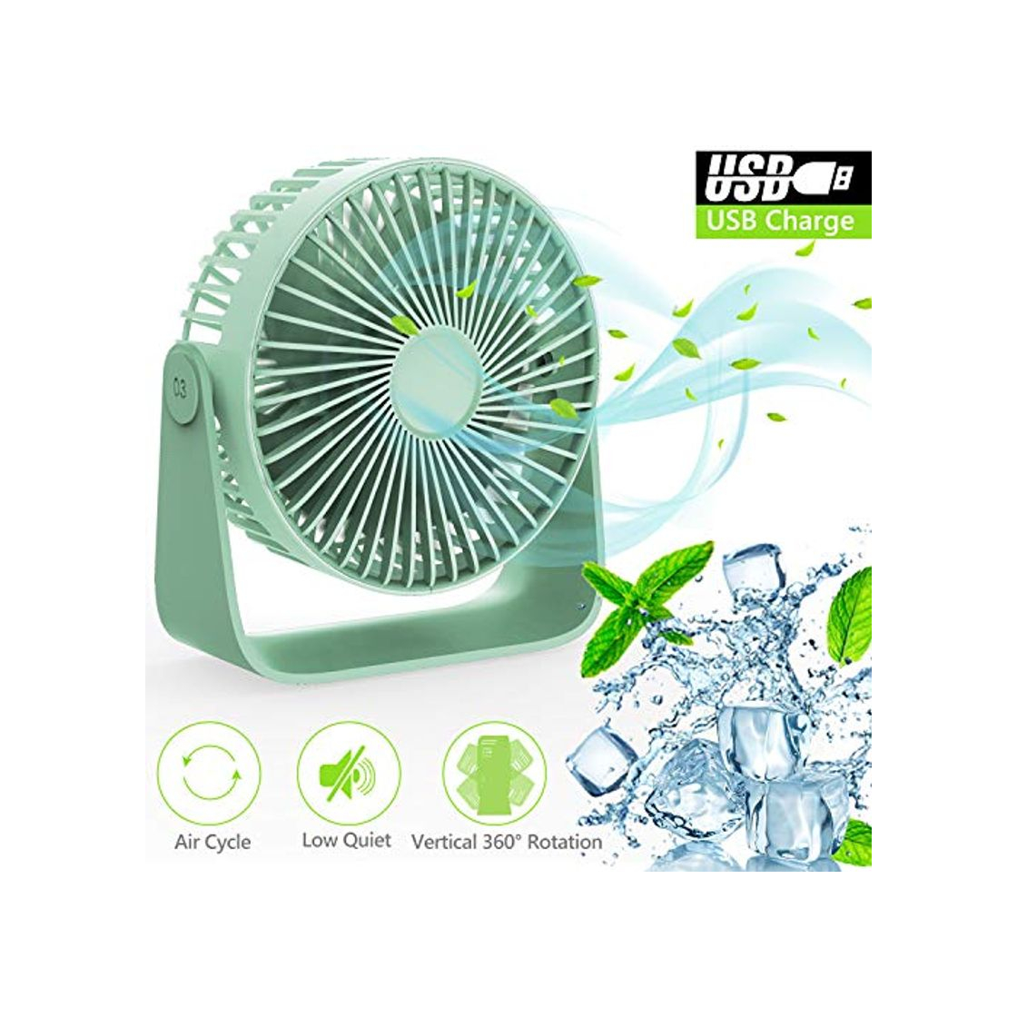 Social TedGem Mini Ventilador USB, Ventilador de Mesa 360 ° Rotación, Ventilador USB