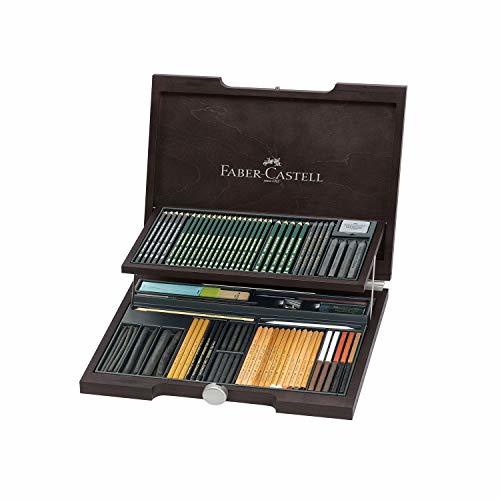 Product Faber-Castell 112971 - Estuche de madera Pitt monochrome con 86 piezas selección