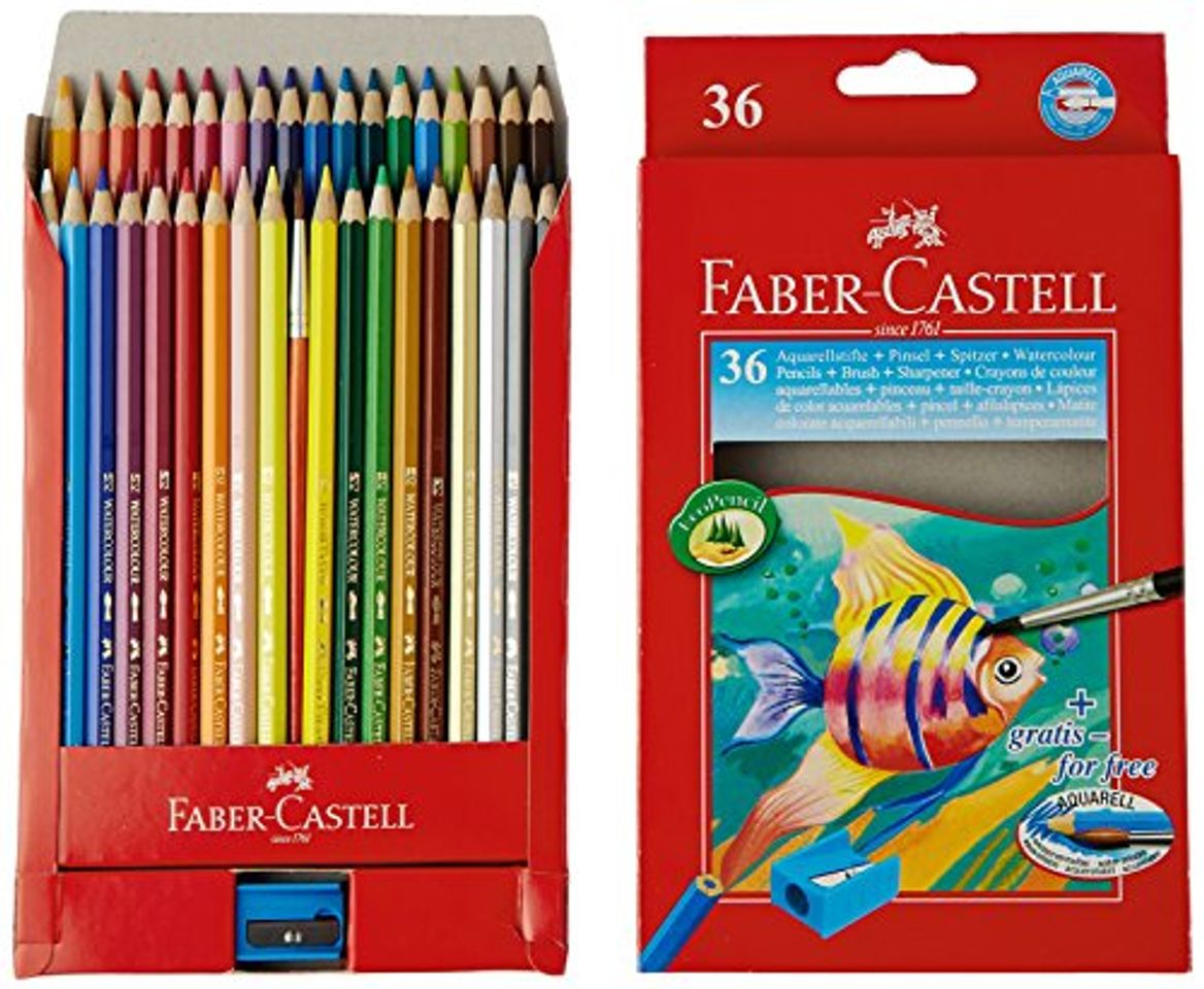 Productos Faber Castell 114437 - Estuche de cartón con 36 ecolápices acuarelables de