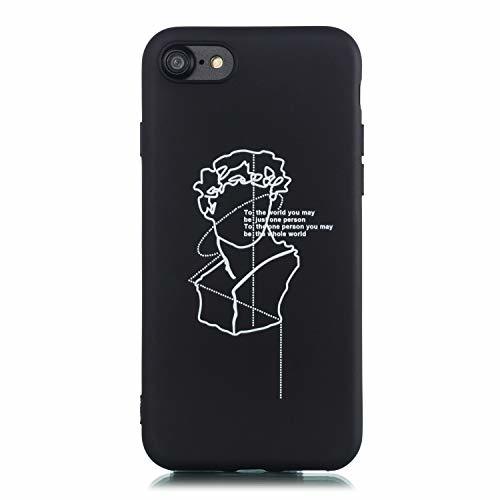 Social CUAgain Funda Compatible con iPhone 8/iPhone 7 Silicona Dibujos Motivo Negro Kawaii