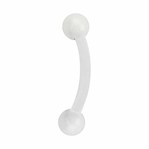 Social VOTREPIERCING Piercing Ceja Bioflex PTFE Blanco Bolas Acrílico 1.2 x 8 x