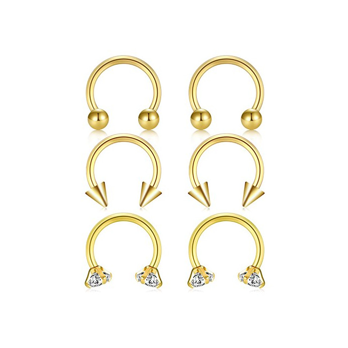 Briana Williams 6PCS Bola de Cristal Zirconia Cúbica Nariz de Septum Herradura