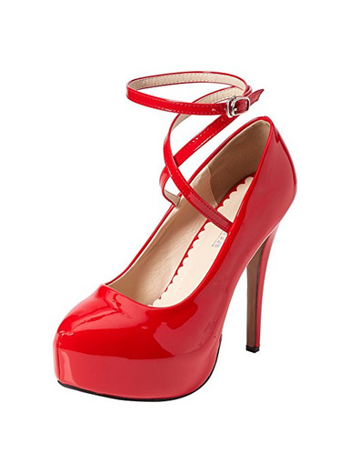 OCHENTA Zapatos con Tacon Alto para Mujer Plataforma #01 PU Rojo 45