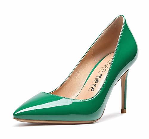 Social CASTAMERE Zapatos de Tacón Mujer Tacón de Aguja 8.5CM Tacón Charol Verde