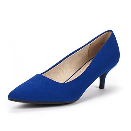 DREAM PAIRS Moda Zapatos de Tacón Bajo Pump para Mujer Azul Real