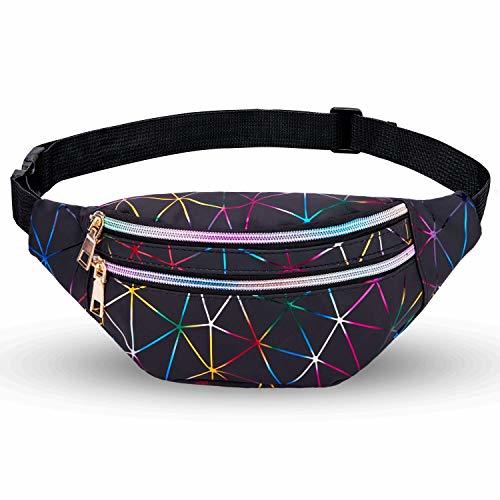 Social Bwiv Riñoneras Mujeres de Moda Riñoneras Deportivas Impermeables Plegable Brillante Bolsas de