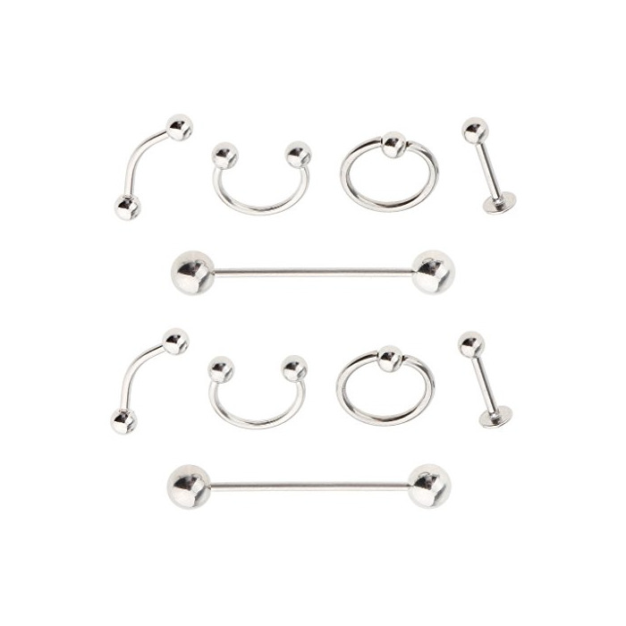 Social Gazechimp 10x Barra Curva Barbell de Acero Inoxidable para Ceja Labio Orejas