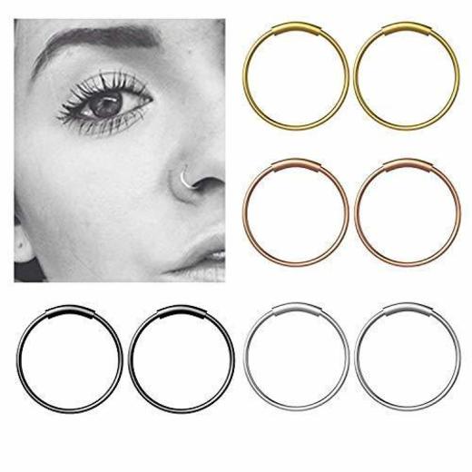 Fullsexy YHmall 8Pcs Piercing Nariz Anillo Septum de Plata Quirurgico Pequeño de