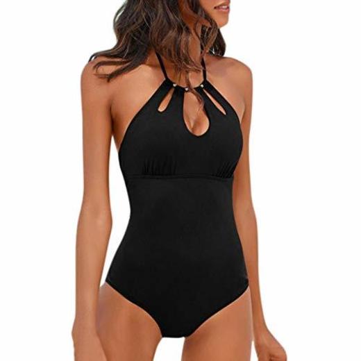 JURTEE Temperamento Mujer Solid Color Siamés Bikini Monokini con Push-Up Bañador Sin