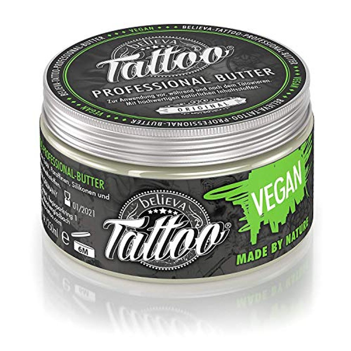 Product Believa Tattoo crema de mantequilla profesional - Mantequilla vegana para el cuidado