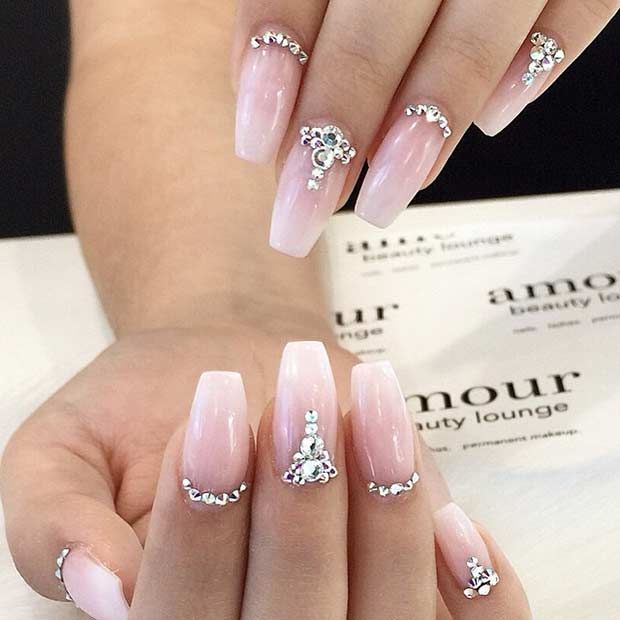 Moda Espectaculares uñas acrílicas | Bride nails, Bridal nails, Rhinestone ...