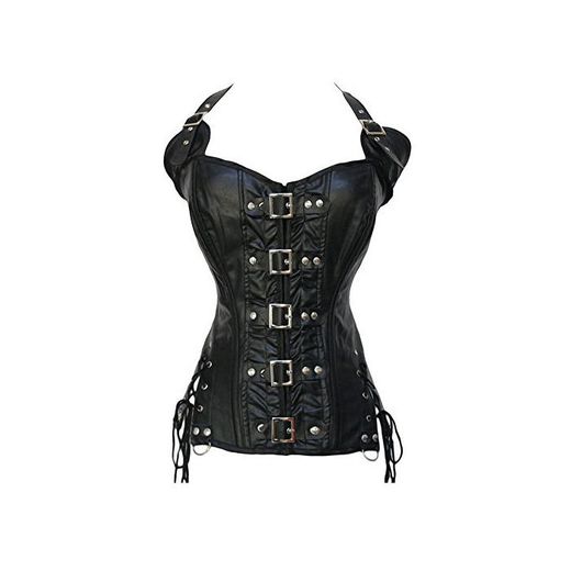 Corset de cuero sintético Steampunk Bustier Plus size Bustier 9 Dimensiones Negro