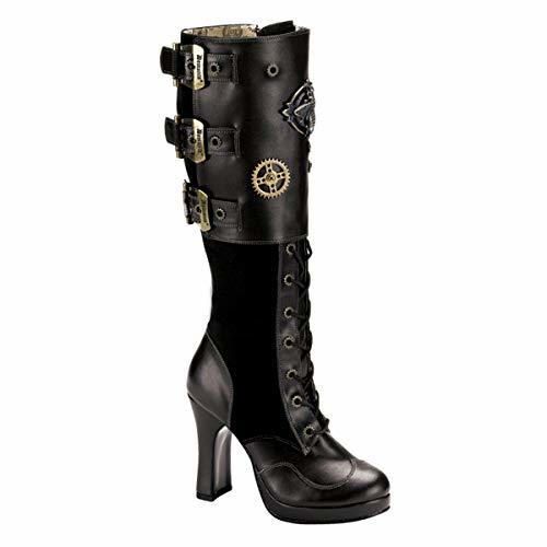 Demonia Crypto-302 - gotica punk Steampunk mini plataforma botas zapatos de tacón