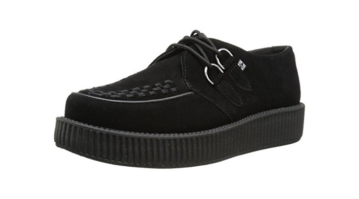 Moda T.U.K. Low Sole Round Creeper, Zapatillas de Cuero, Unisex, Negro