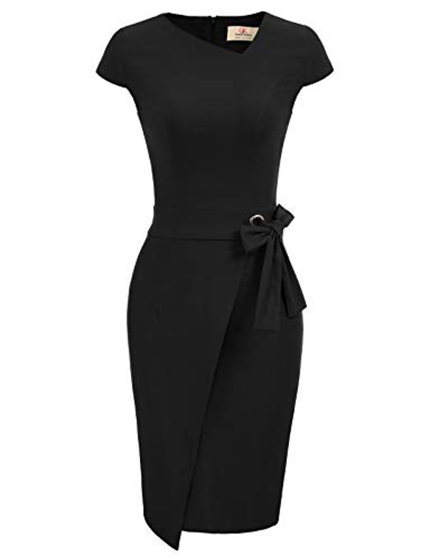 Fashion Mujer Vestido Lápiz de Oficina Elegante Mangas Cortas M CL010867