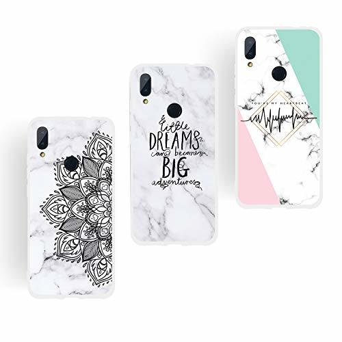 Electronic HopMore 3X Mármol Fundas para Xiaomi Redmi Note 7 Silicona Blanco Antigolpes