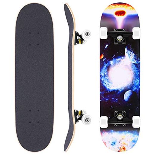 WeSkate Skateboard Complete Board 79x20cm Tablero de Madera con rodamientos de Bolas
