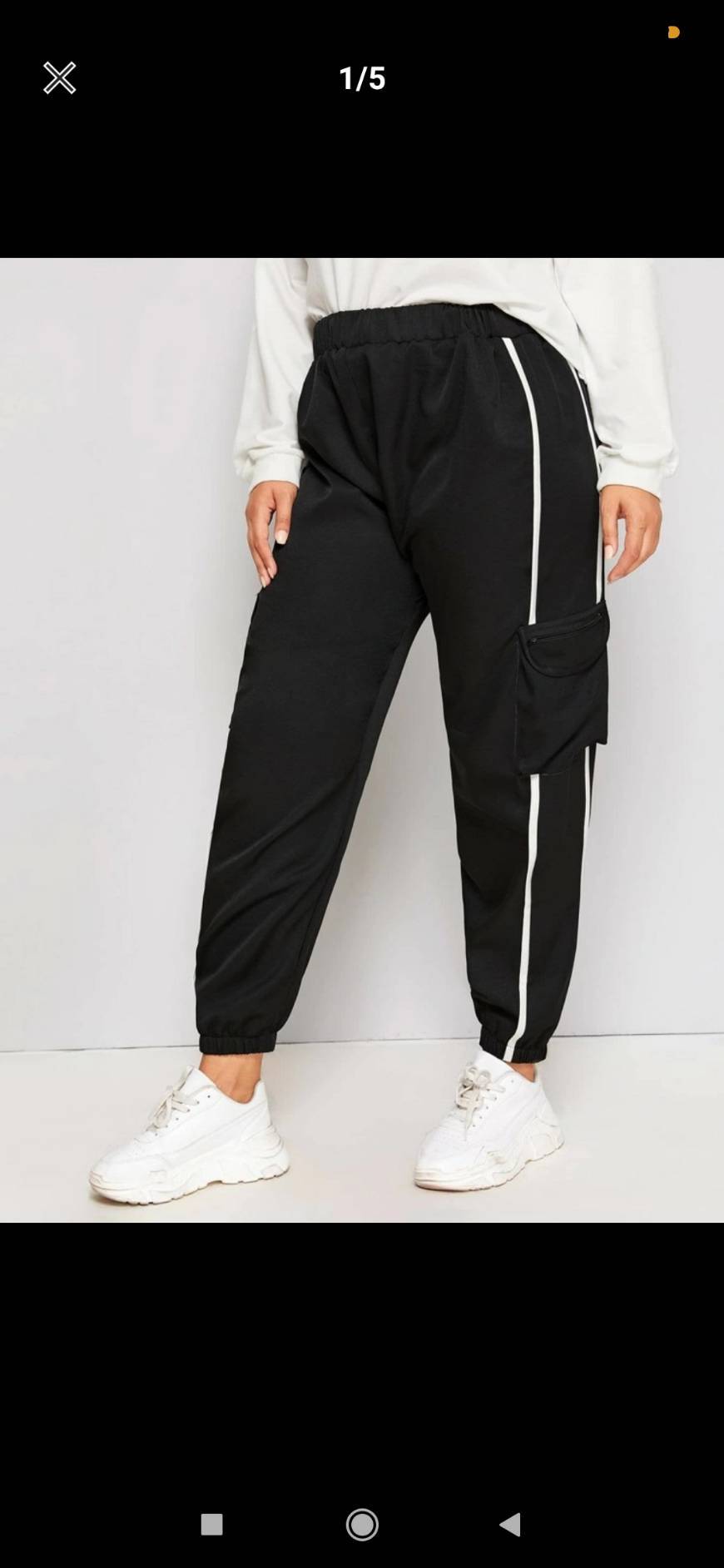 Fashion Pantalones jogger negros con rayas blancas laterales